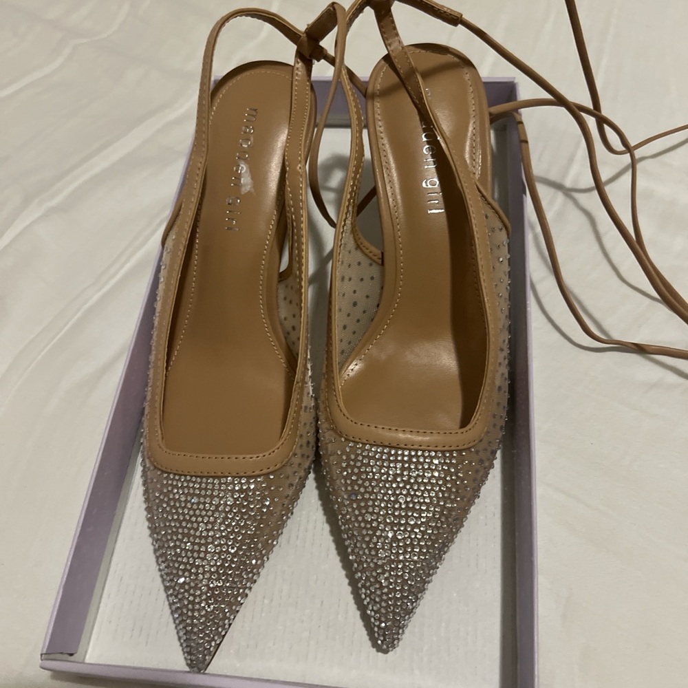 Madden Girl Tan and Silver Heels